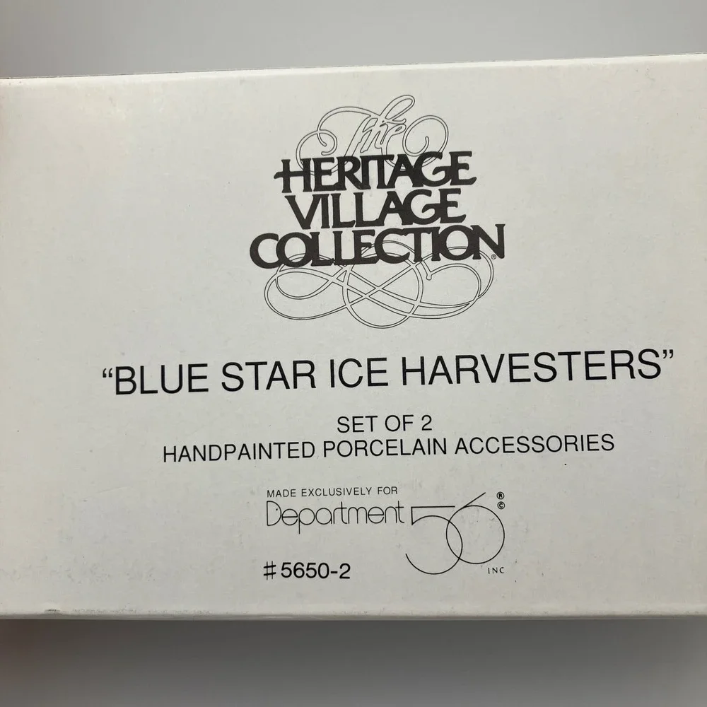 Dept 56 Heritage Village Blue Star Ice Harvesters Set of 2 Figurines Retired VTG